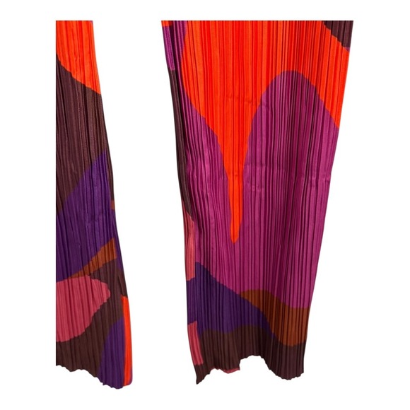 Pretty Little Thing Plisse High Waisted Wide Leg Trousers Pink Purple‎ Print 4 - Picture 8 of 11